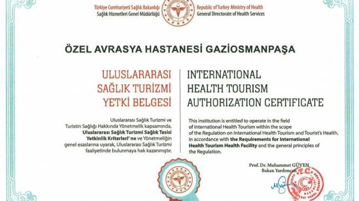 AVRASYA HASTANELER GRUBU ULUSLARARASI SAĞLIK TURİZMİ YETKİ BELGESİNİ ALDI
